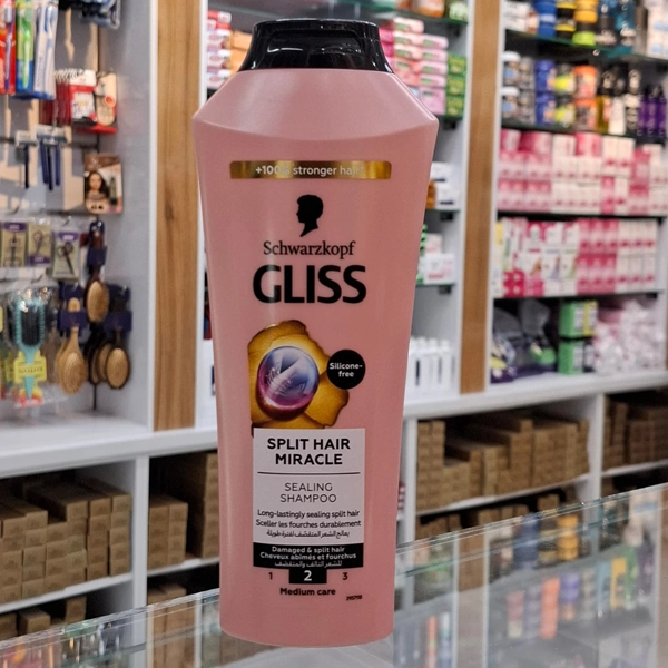 شامپو گلیس صورتی کمرنگ مناسب موهای خشک دو سر شده و ضد موخوره 400 میل | Gliss SPLIT HAIR MIRACLE Shampoo